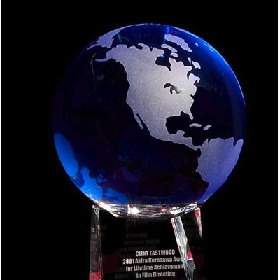 Crystal Globe w/Custom 3D Image Inside & Octagon Stand (4")