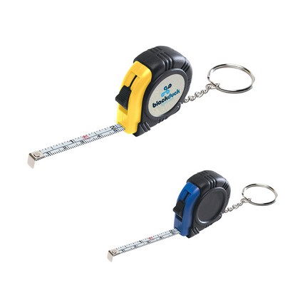 Rubber Tape Measure Key Tag With Laminated Label