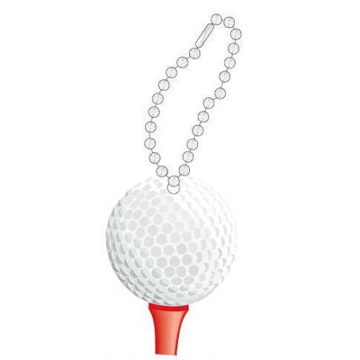 Golf Ball & Tee Promotional Key Chain w/ Black Back (8 Square Inch)