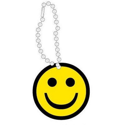 Smiley Face Promotional Line Key Chain w/ Black Back (3 Square Inch)