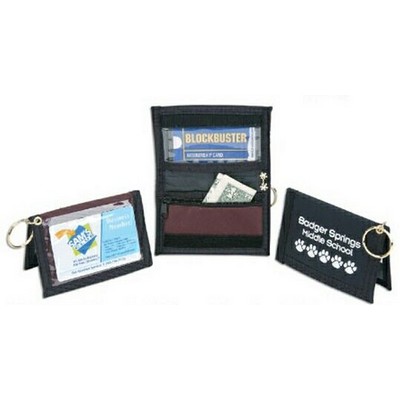 Nylon ID Wallet W/Key Ring & Clear Outside/inside ID Pockets