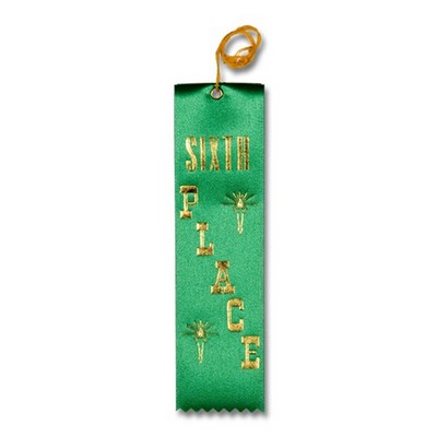 6th Place 2"x8" Stock Carded Award Ribbon