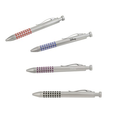 Satin Chrome Finish Ballpoint Pen with Square Dot Grip