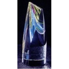 Optical Crystal Rainbow Double Slant Cylinder Award (3 3/8"x1 3/8")