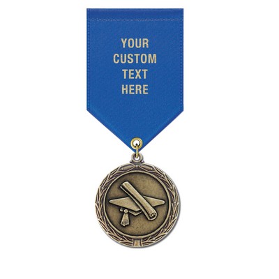 1 1/2" Graduation Cast MX Medal w/ Satin Drape Ribbon