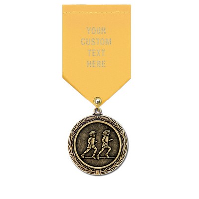 1 1/2" Children Running Cast MX Medal w/ Satin Drape Ribbon