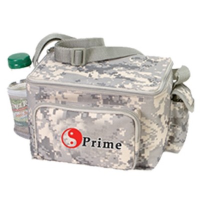 Digital Camo 6 Pack Cooler w/ Bottle Holder (9"x6 1/2")