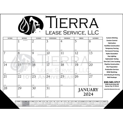 Standard 3 Color Desk Pad Calendar w/Top, Bottom, & Right Imprint