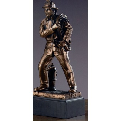 Fireman with Gear Trophy & Rectangle Base