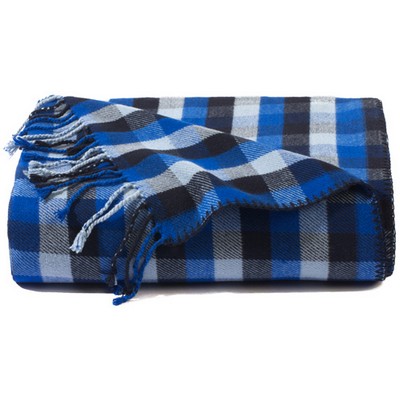 Blue Bamboo Plaid Blanket