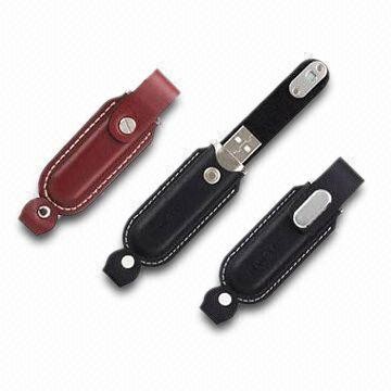 256 MB Leather Round Edged USB Flash Drive