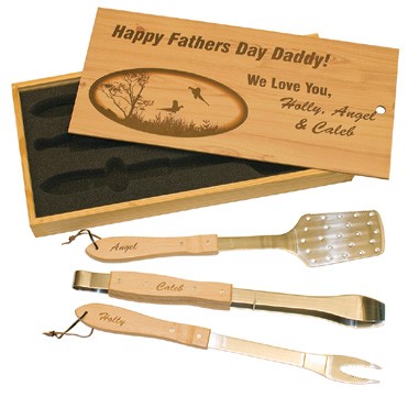 3-piece Barbecue set in wooden box.