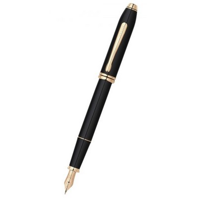 Townsend® Black Lacquer & 23KT Gold Medium Nib Fountain Pen