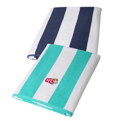 40" x 70", 26.5 lb, Terry Loop, Cabana Stripe Beach Towel (Embroidered)