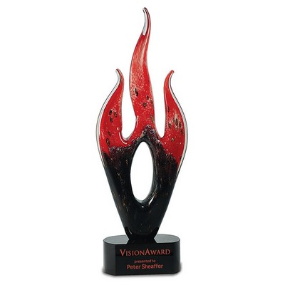 16¼" Red/Black Flame Art Glass Award