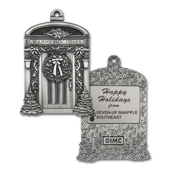 Pewter Finish Happy Holidays Stock Door Ornament