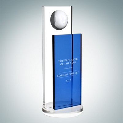 Blue Endeavor Globe Optical Crystal Award (Small)