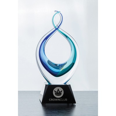 Turquoise Green/Blue Zola Twist Crystal Award