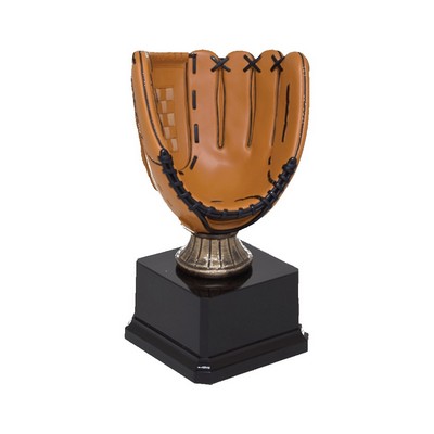 Gold Small Baseball Glove Sport Ball Resin Trophy w/3.75" x 2.125" Black Base