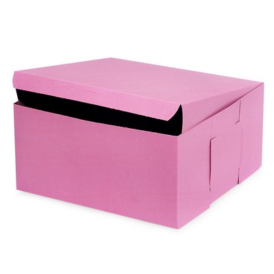 Pink Lock Corner Cake Bakery Box (10"x10"x5")