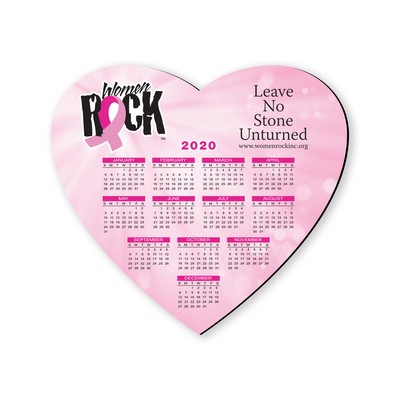 8"X8" Heart Shape Hard Surface Full Color Calendar Mouse Pad 1/8" Foam Base