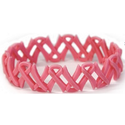 Pink Silicone Ribbon Link Wristband