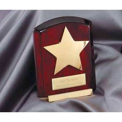 Rosewood Dome Plaque Award w/ Gold Star