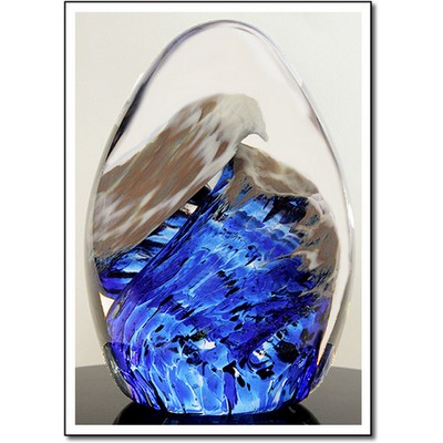 Atlantic Curl Art Glass Sculpture w/ Marble Base (3.5"x7.75")