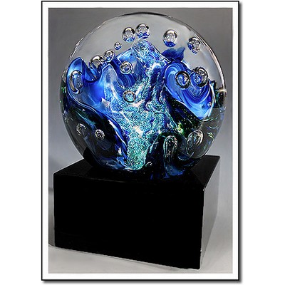 Cascade Glacier Art Glass Sculpture w/o Marble Base (3.25"x3.25")