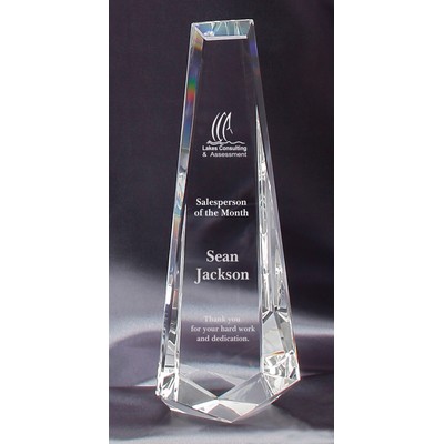 10" Clear Crystal Beveled Obelisk