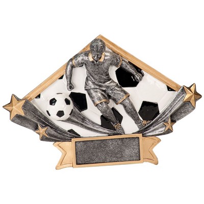 Diamond Star Resin Male Soccer Award - 5 3/4"x8 1/2"