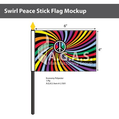 Swirl Peace Stick Flag 4"X6"