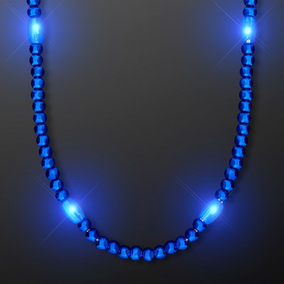 Light Up Electric Blue Mardi Gras LED Beads - BLANK