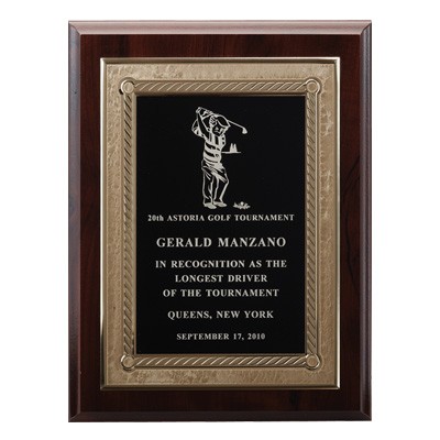 Walnut Finish Plaque w/Black Screened Engraving Plate (9"x12")