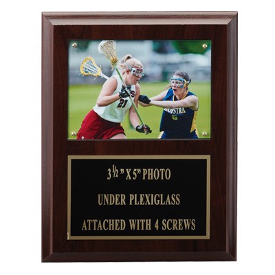 Walnut Finish Plaque w/5"x3½" Photo Window & Engraving Plate (7"x9")