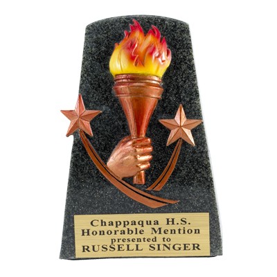 5½" Black Stone Resin Bronze Torch & Stars Trophy