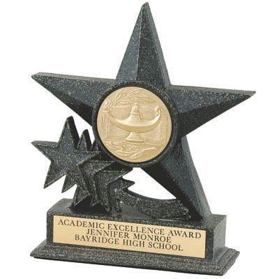 6¾" Black Resin Star Trophy w/2" Insert Space