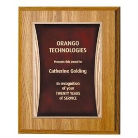 Oak Plaque 8" x 10" - Red/Gold Showtime Plate