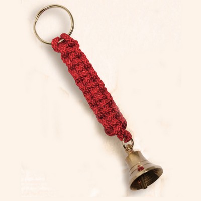 Solid Brass Key Chain Bell w/Polyester Braided Strap