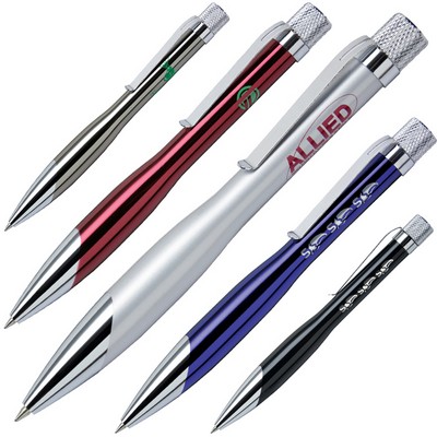 Solid Brass Construction Ballpoint Pen w/ Chrome Plated Trim