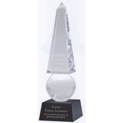 Small Optical Crystal Monumental Obelisk - Glaze Award