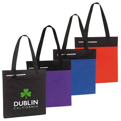 600D Polyester Reusable Tote Bag w/ Handle for Outdoor Activities