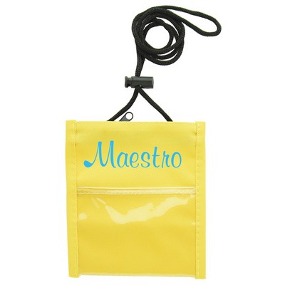 Yellow Popular Non-Woven Convention Pouch w/Rope Lanyard