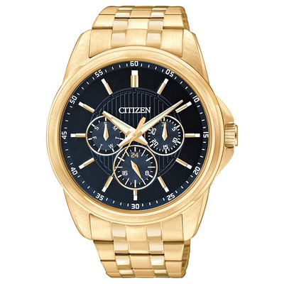 Citizen Men's Quartz SS Gold-Tone Case and Bracelet with Blue Dial.