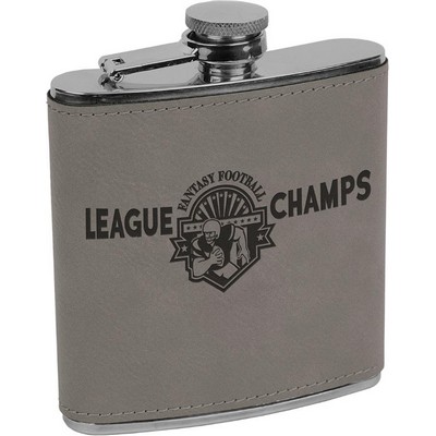 Flasks, 6 oz. Leatherette Wrapped - Gray