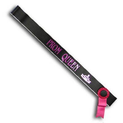 Queen Ribbon Sash w/Rosette and silver edge (3"x72")