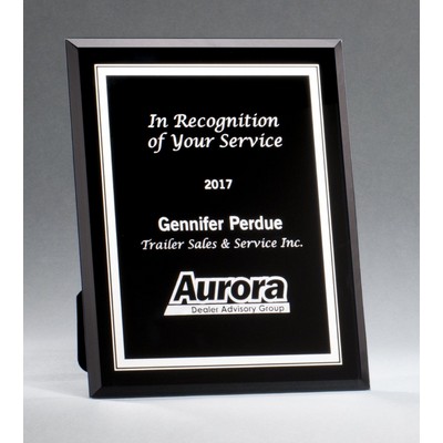 Black Glass Plaques w/Silver Border Award