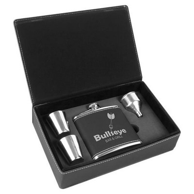 Leatherette 6 Oz. Flask Gift Box Set