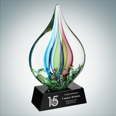 Art Glass Coral Award w/Black Base