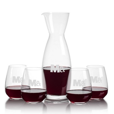 Hemlock Carafe & 4 Stemless Wine